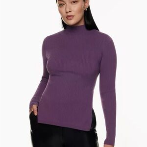 Aritzia Babaton SCULPT KNIT TIE-BACK LONGSLEEVE Sweater Top S Purple